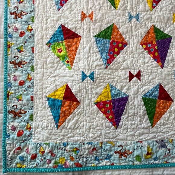 Handmade Winnie The Pooh and Friends Colorful Kite Patchwork Quilt Disney 56X48 - Picture 11 of 16